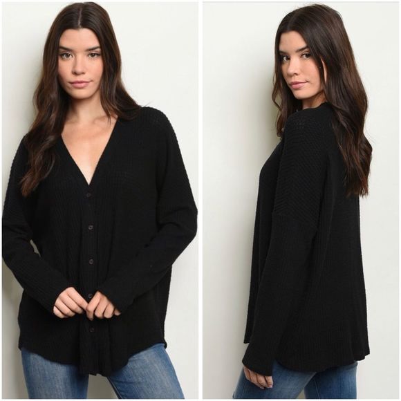 Button down waffle knit top - Picture 1 of 3